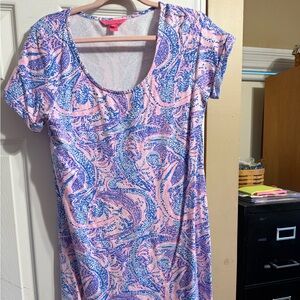 Lily Pulitzer Tammy Dress in Coastal Blue Maybe Gator. SIZE MEDIUM